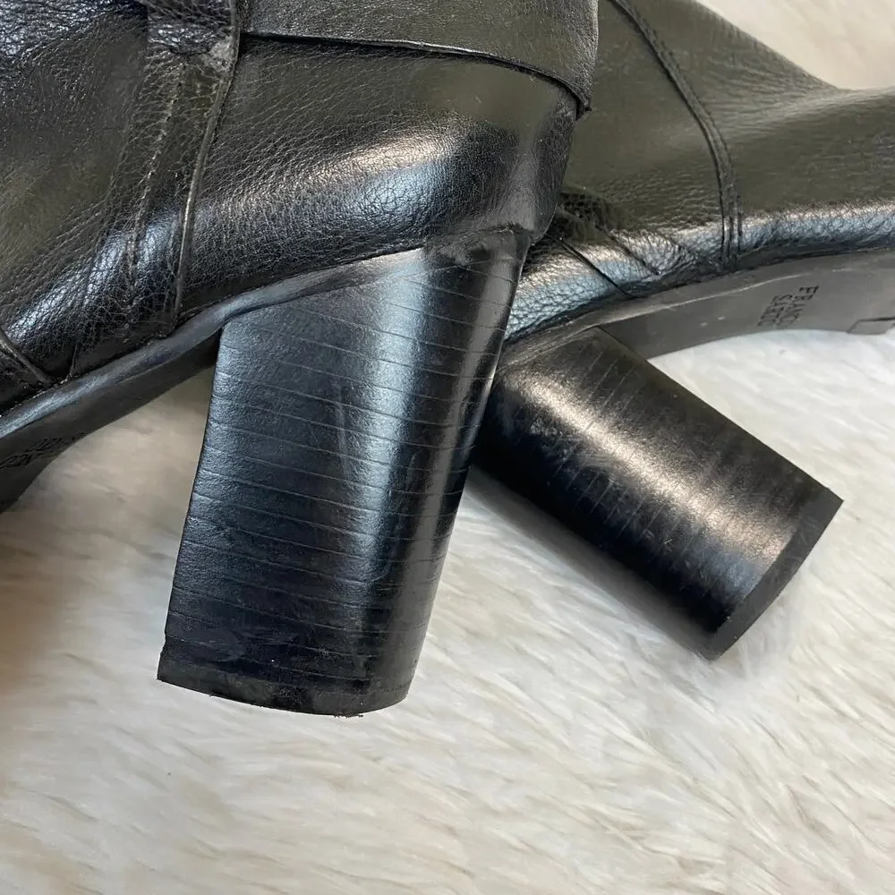 Franco Sarto Occela Black Leather Ankle Boots Size 8